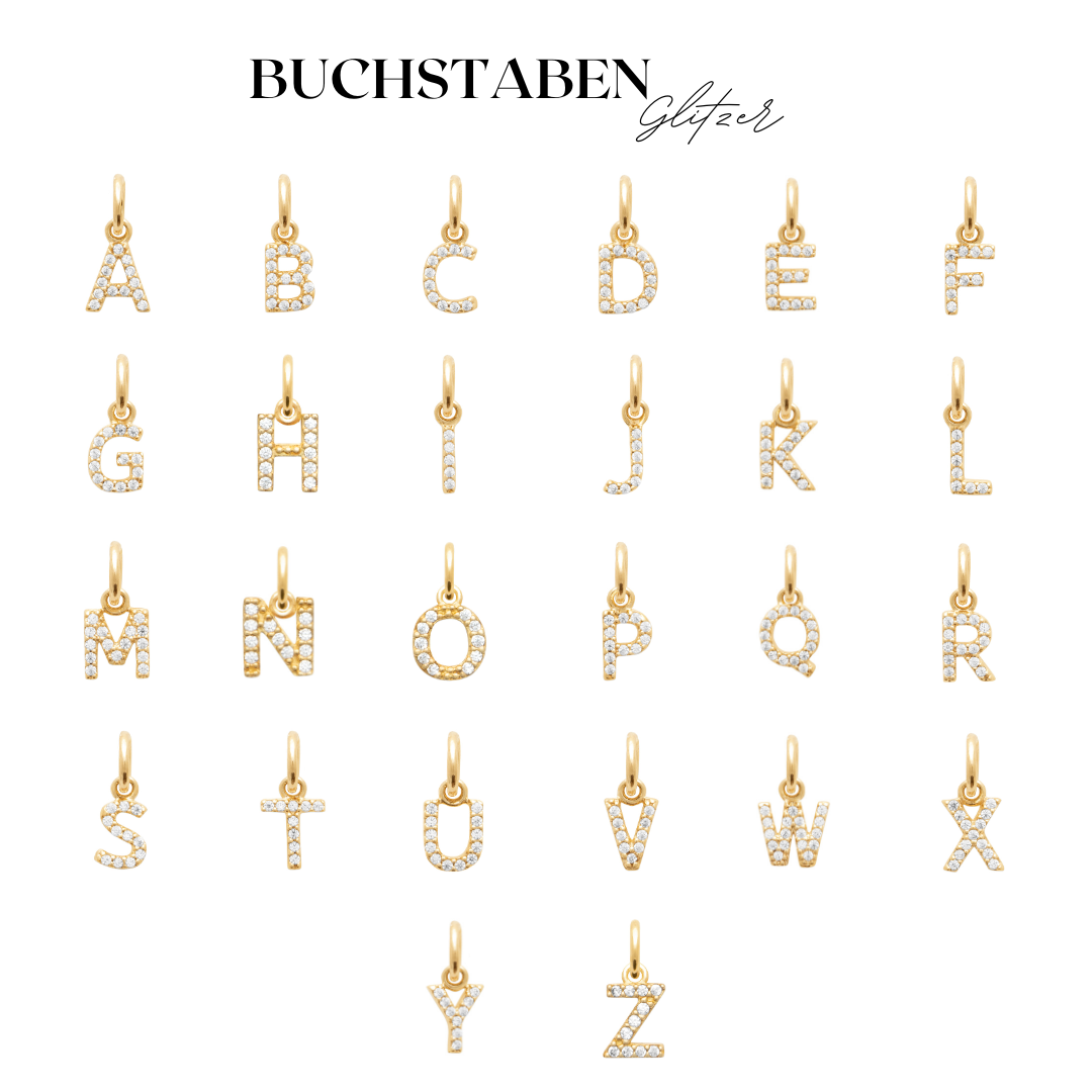 Buchstabenanhänger - 18k vergoldet | Zirkonia