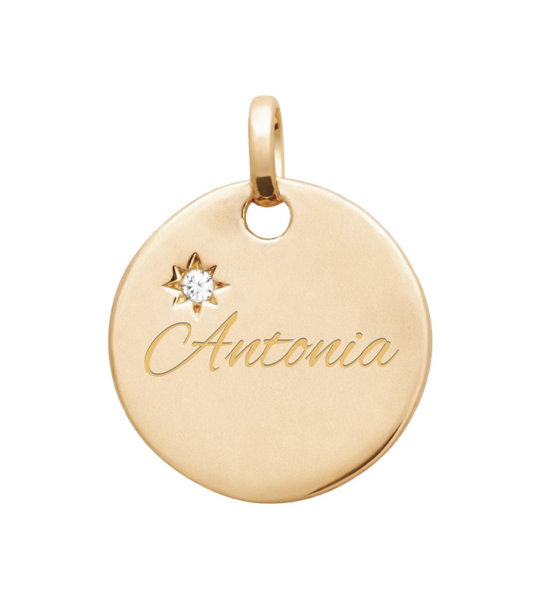 STAR | Namens Anhänger 18k vergoldet mit Zirkonia | Personalisierbar