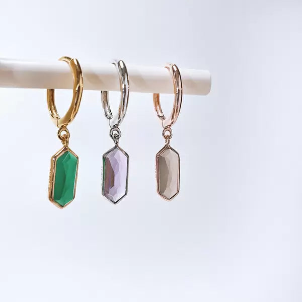 CUBE grüner Achat | Kreolen