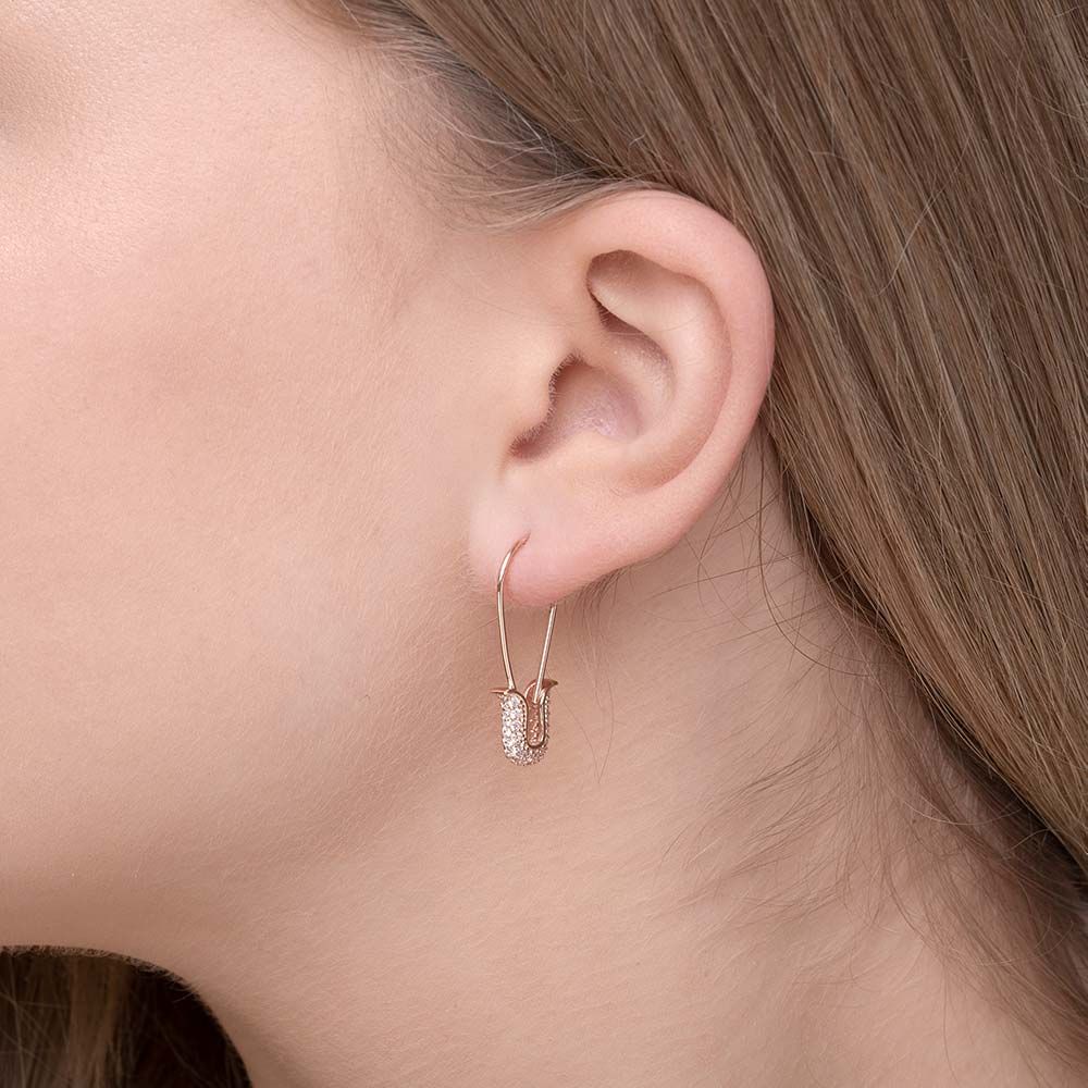 SAFETY PIN | Single Ohrhänger mit Zirkonia | rosègold