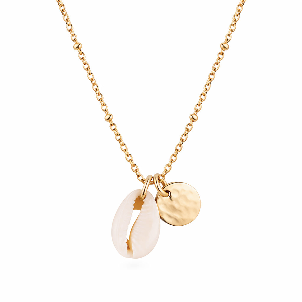 KAURI DELUXE | Gravurkette 18k mit Muschelanhänger