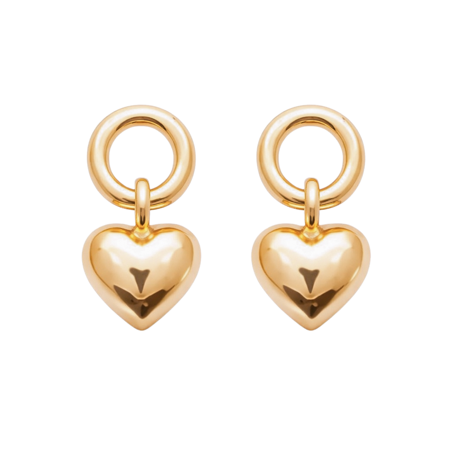 Kleine goldfarbene Herz-Ohrringe mit Creole, Größe ca. 10 x 5 mm