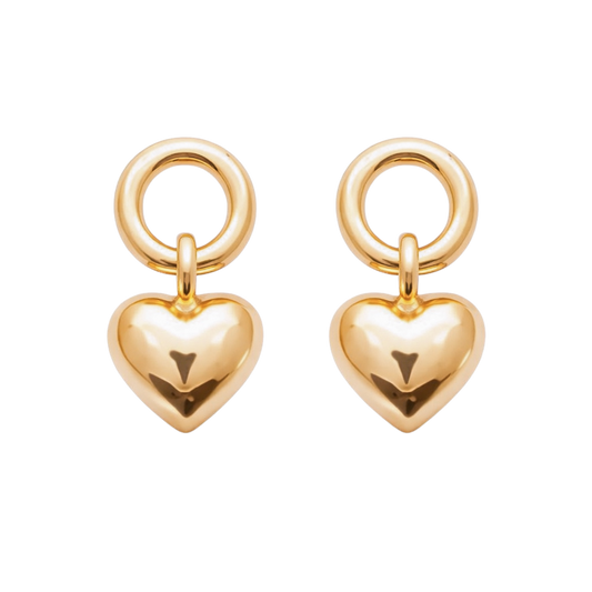 Kleine goldfarbene Herz-Ohrringe mit Creole, Größe ca. 10 x 5 mm