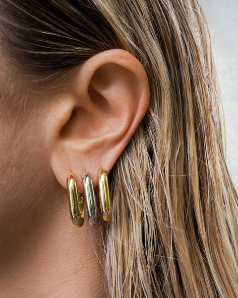 XL CHAIN LINK HOOPS | Gold