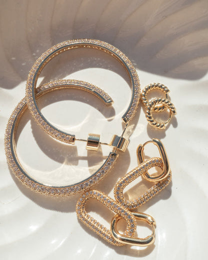 PAVE SIMONE HOOPS | Gold