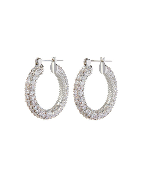 PAVE ESTELLE HOOPS | Silber