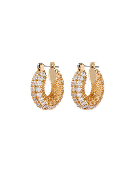 PAVE GISELLE HOOPS | Gold