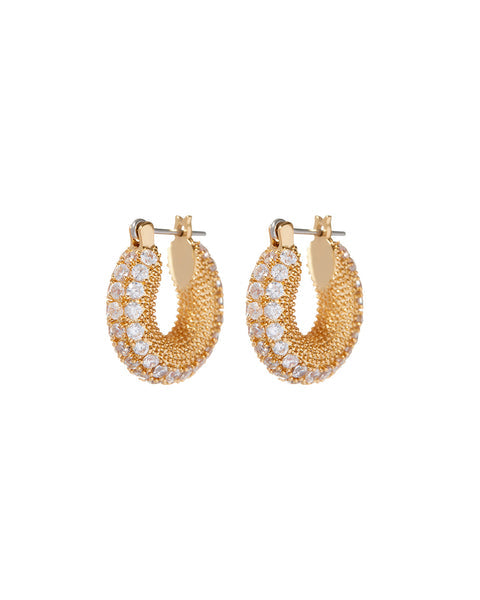 PAVE GISELLE HOOPS | Gold