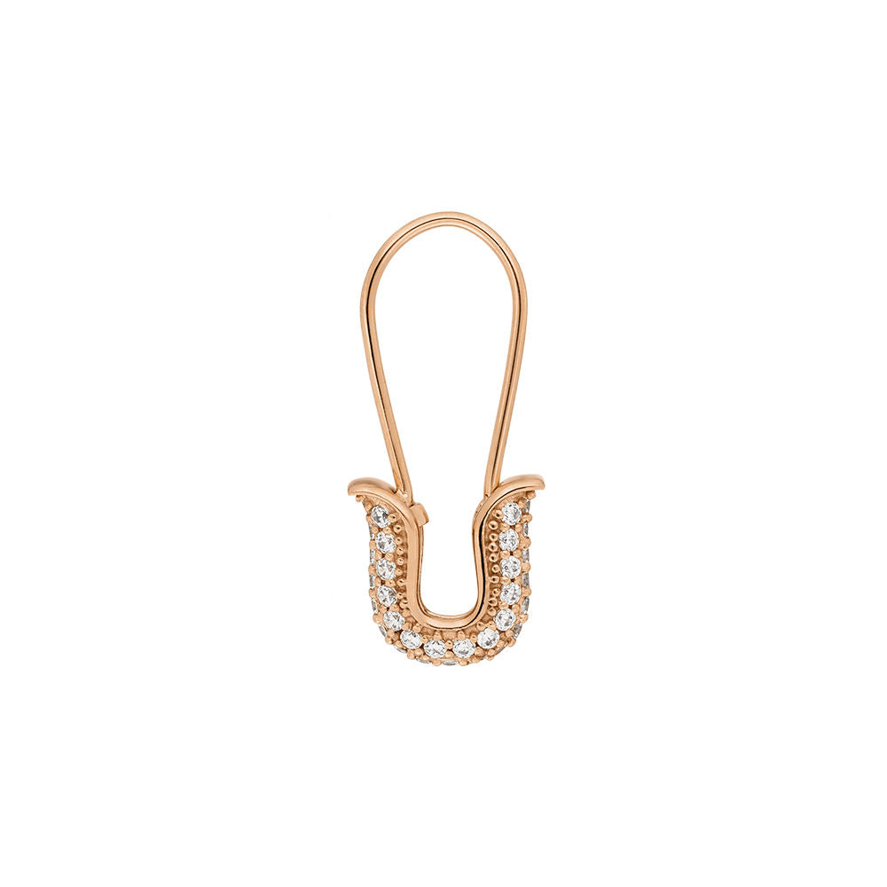 SAFETY PIN | Single Ohrhänger mit Zirkonia | rosègold