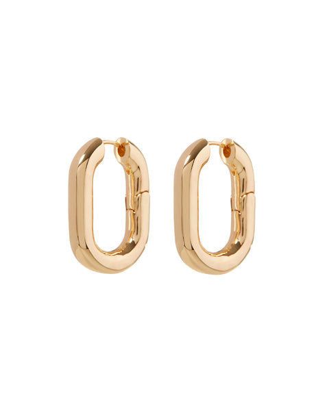 XL CHAIN LINK HOOPS | Gold