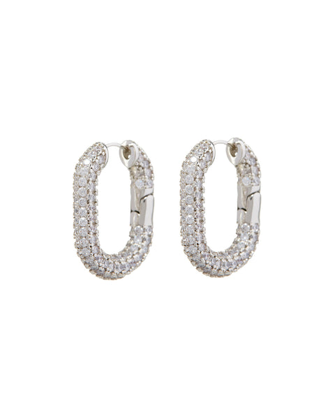 XL PAVE CHAIN LINK HOOPS | Silber
